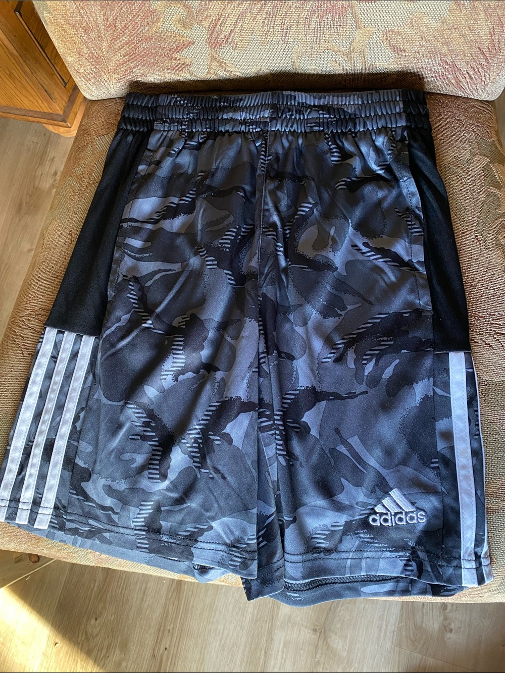 adidas Black & Gray Camo Kids Athletic Shorts